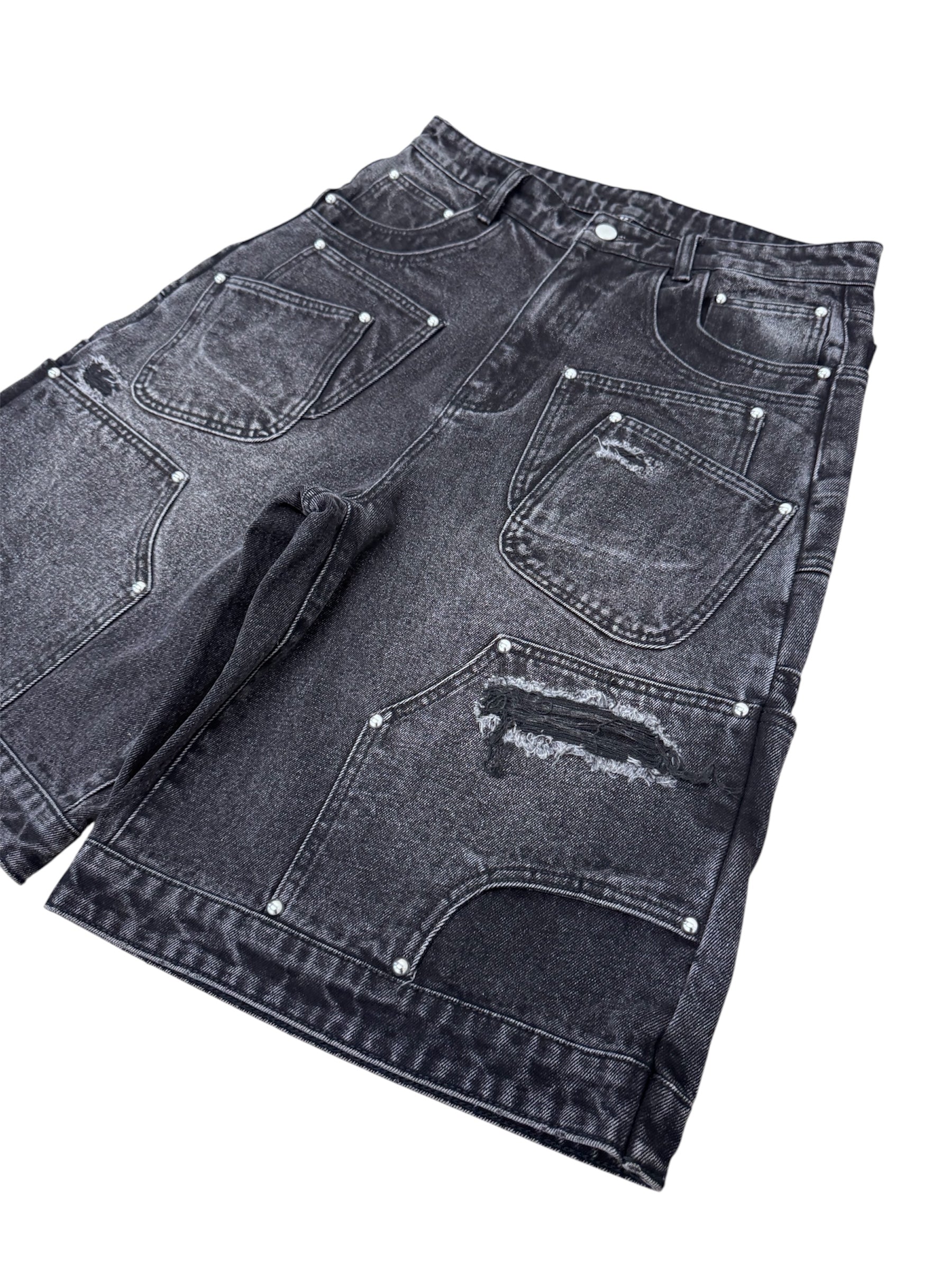 "CRYSTAL POCKET RUNNER" Black Jorts