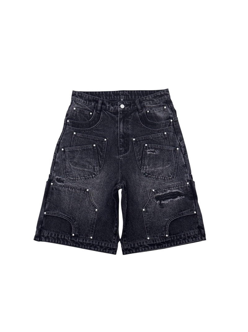 "CRYSTAL POCKET RUNNER" Black Jorts