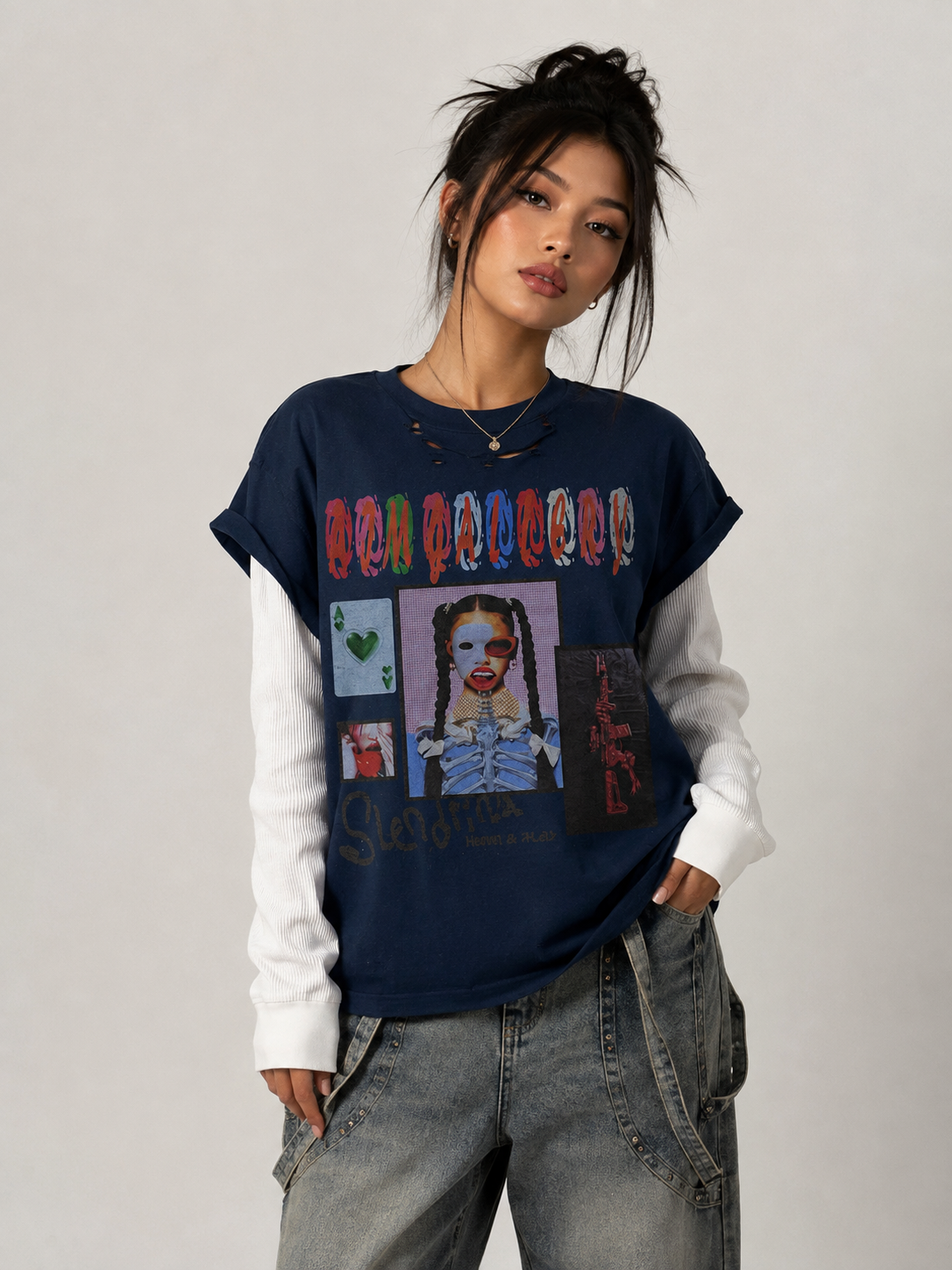 “Slendrina” layered thermal Tee