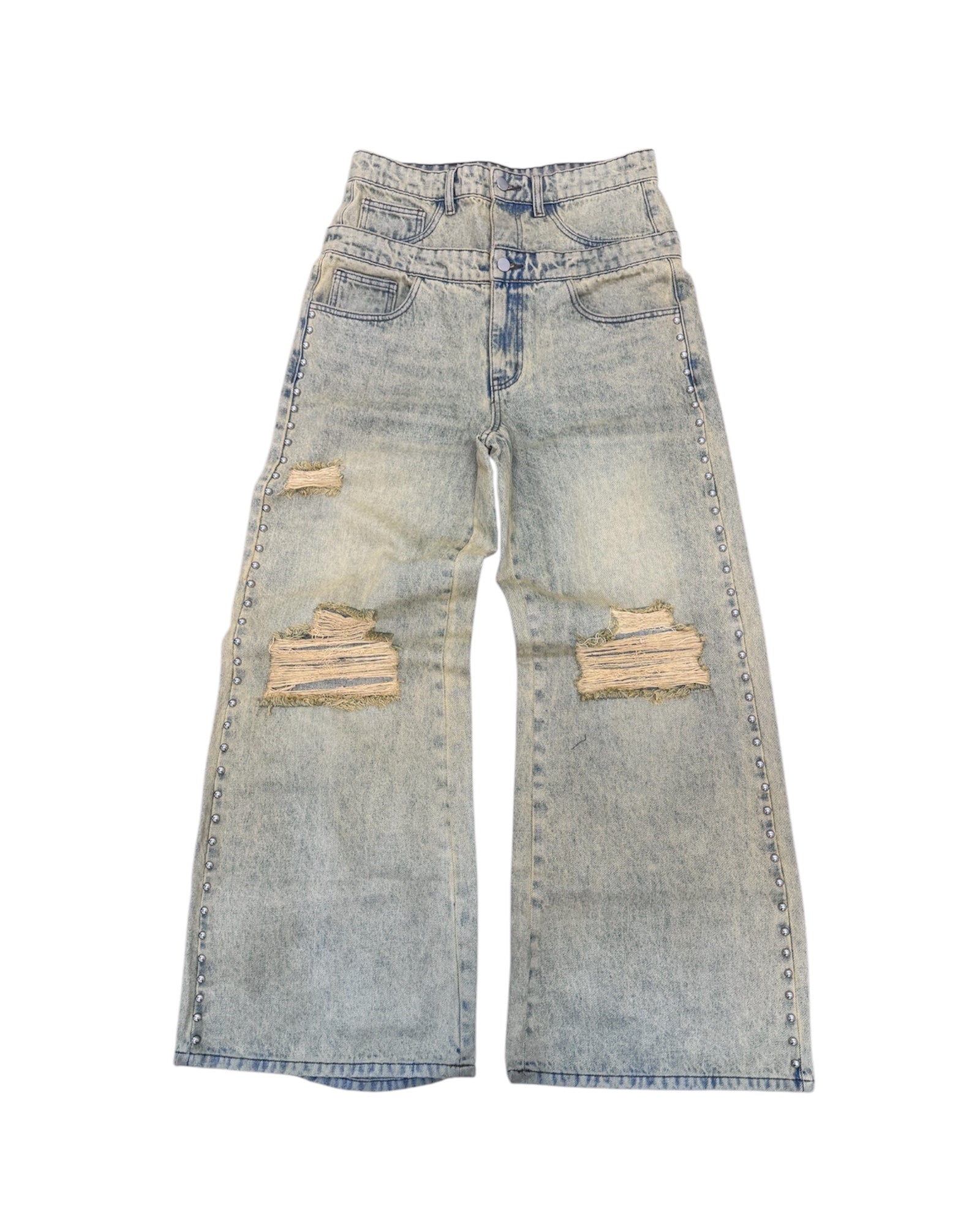 "UA DOUBLE-WAIST" STUD DIRTY DENIM